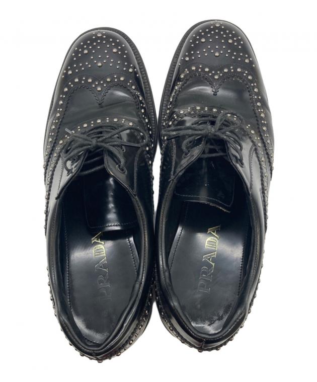 中古・古着通販】PRADA (プラダ) スタッズウィングチップシューズ