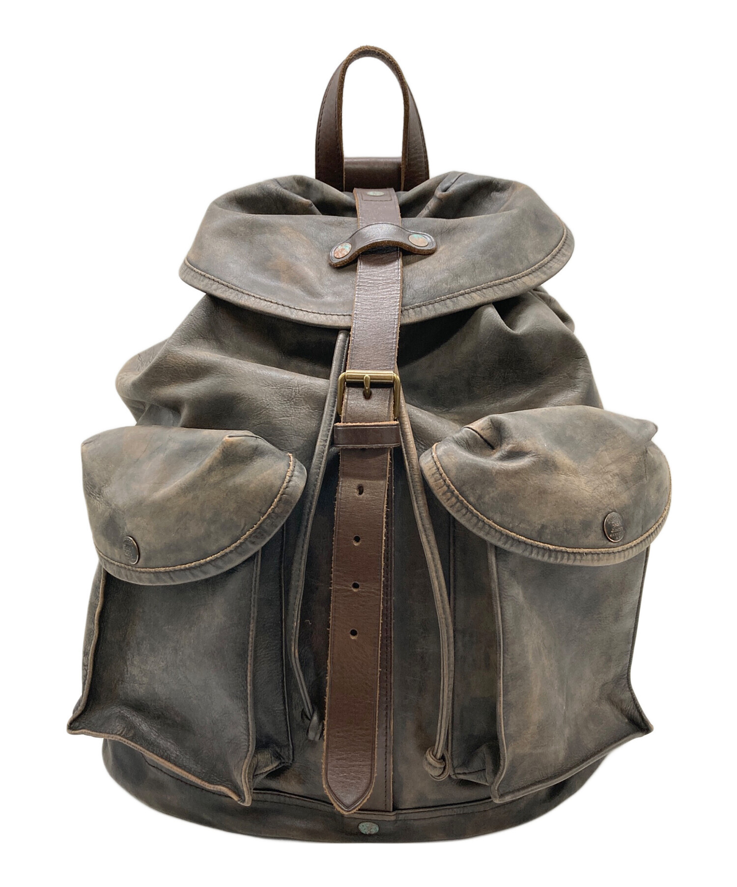 中古・古着通販】RRL (ダブルアールエル) Distressed Leather Rucksack 