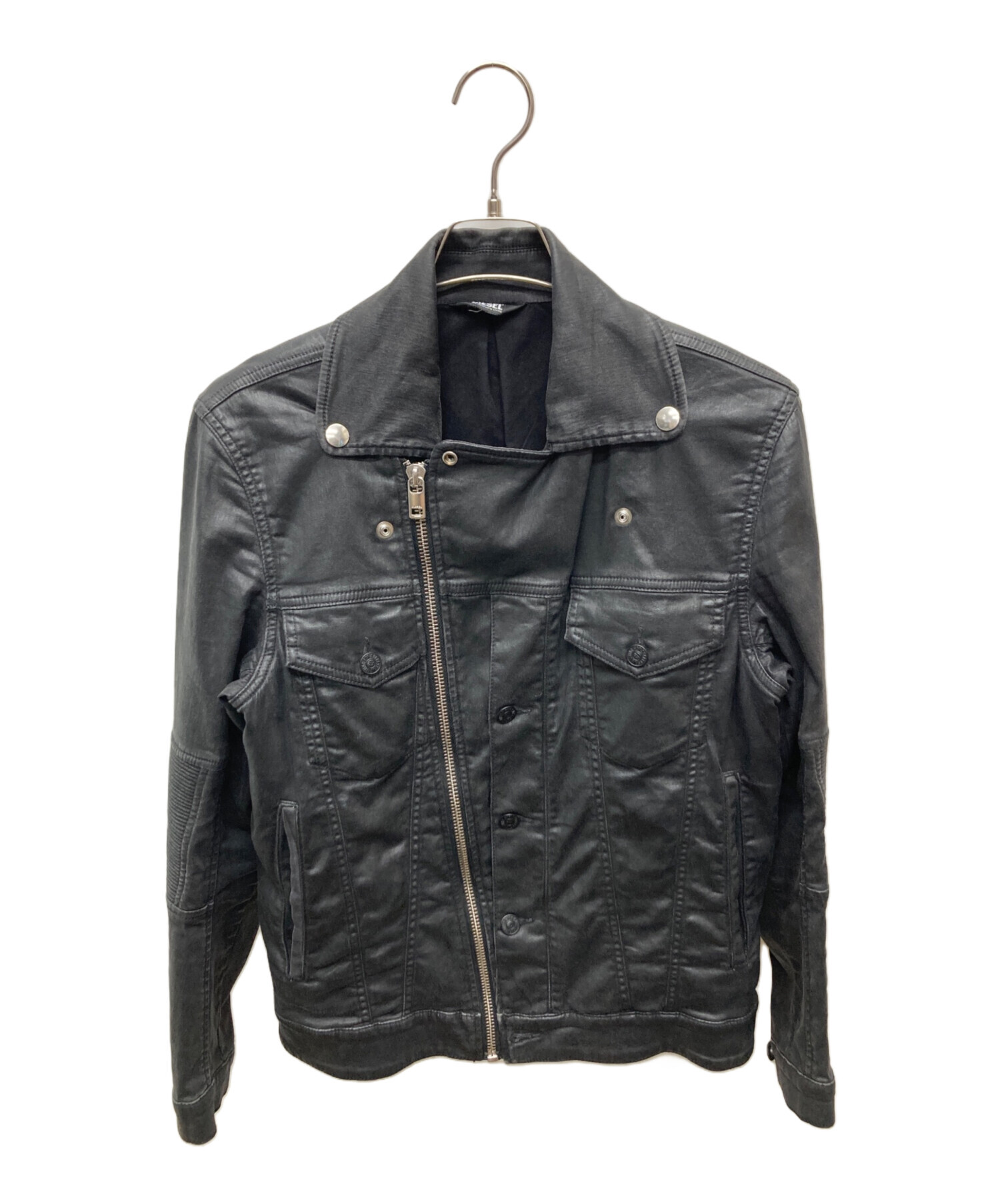 美品 ディーゼル ライダース ハイネック ブルゾン コーティング ブラック XS 中古・古着通販】DIESEL (ディーゼル) コーティングライダース