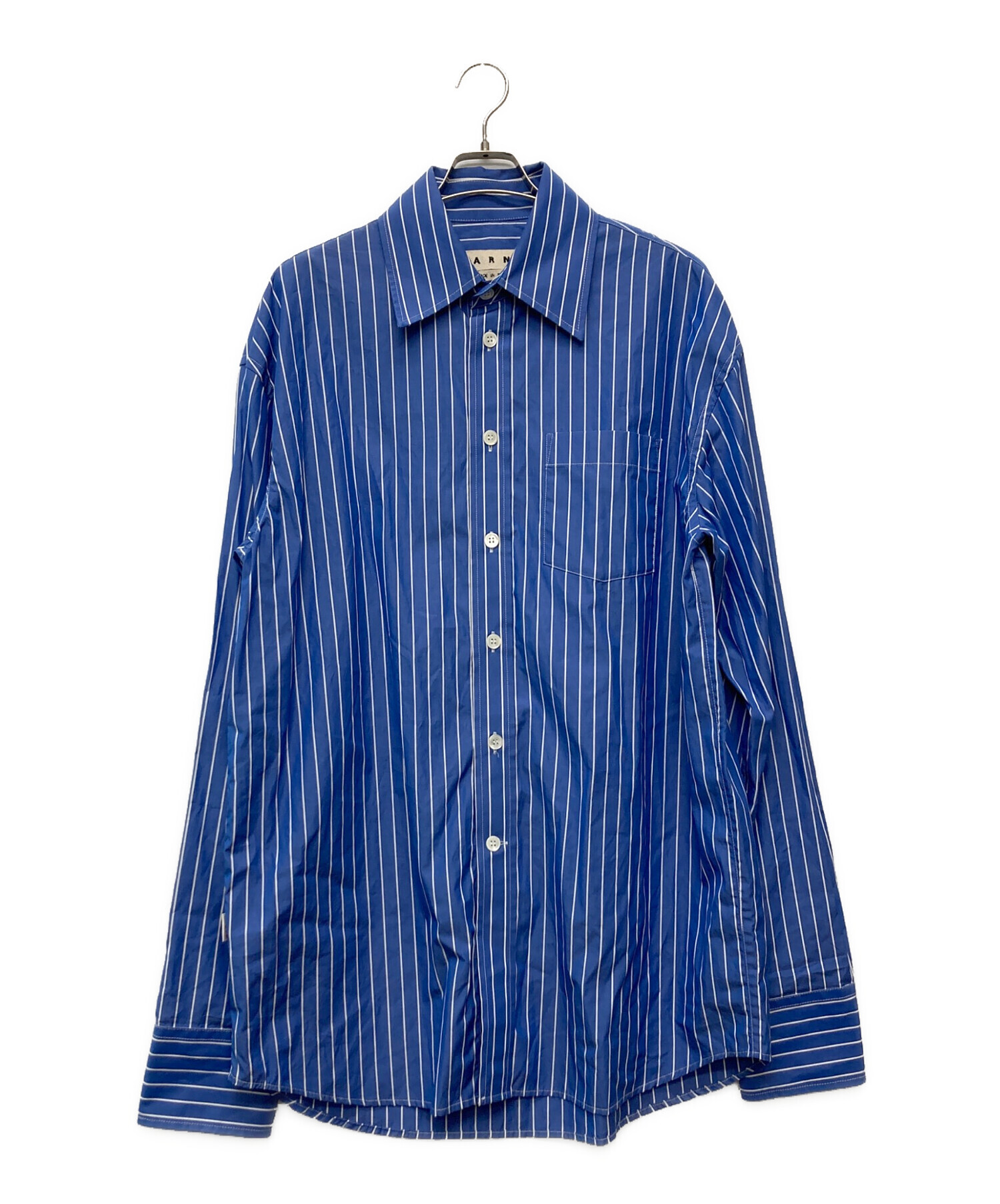 【美品】MARNI ストライプ 長袖シャツ 50 ブルー 中古・古着通販】MARNI (マルニ) ストライプオーバーシャツ/CUMU0170A0