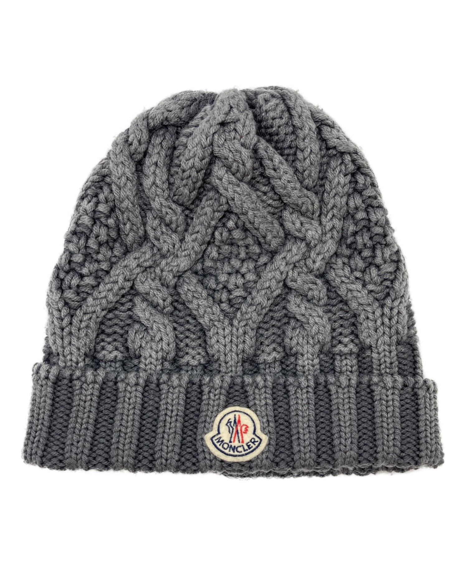 タイムセール！超美品！MONCLER グレーニット帽リアルファー付きモンクレール 中古・古着通販】MONCLER (モンクレール) ニット帽/B2-091-00223-00