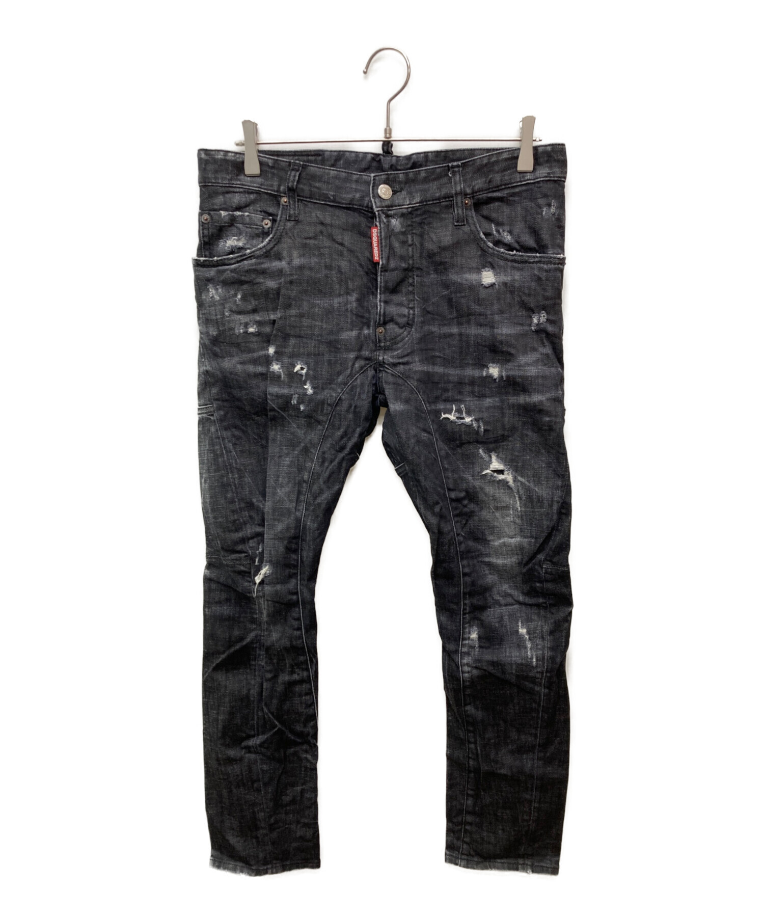 定価74800円 21SS Dsquared2 ハードダメージ加工ブラックデニム 中古・古着通販】DSQUARED2 (ディースクエアード) Tidy Biker/ダメージ