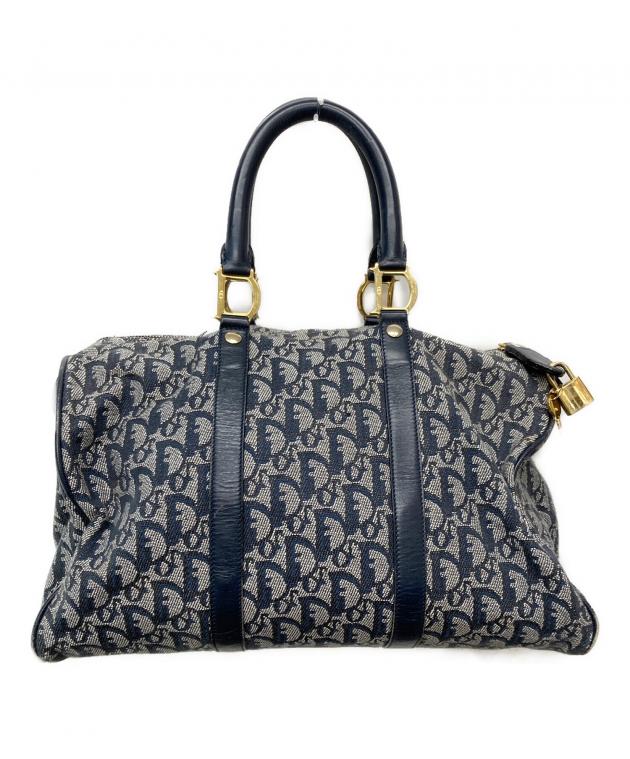 クリスチャンディオール ボストンバッグ トロッター ネイビー キャンバス　レザー 中古・古着通販】Christian Dior (クリスチャン ディオール