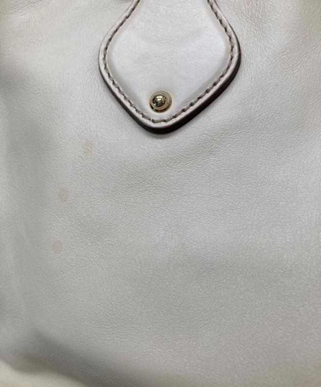 中古・古着通販】GUCCI (グッチ) レザーハンドバッグ アイボリー