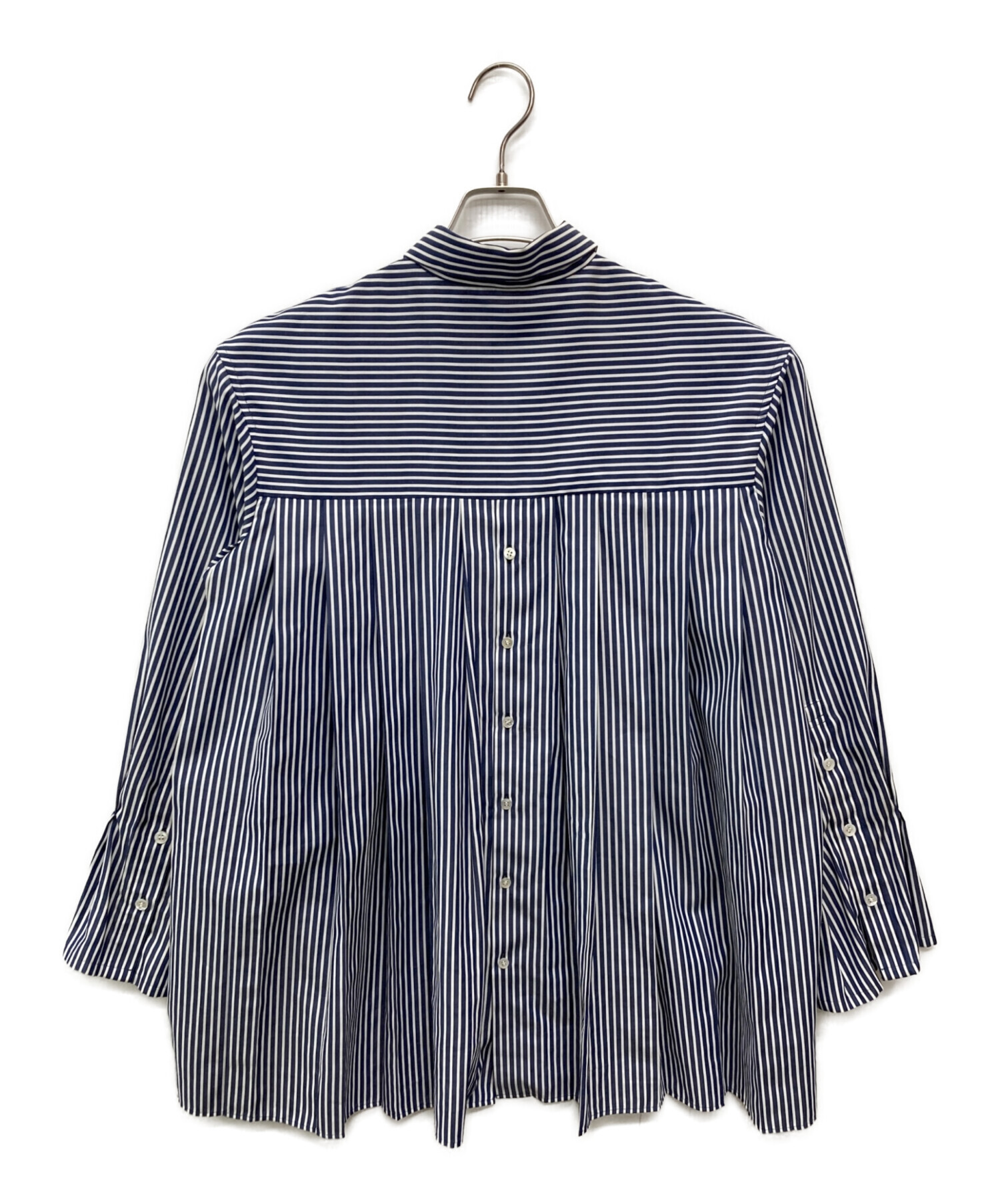 美品＊ アドーア ストライプ ブラウス シャツ バックボタン 日本製 中古・古着通販】ADORE (アドーア) ストライプシャツ ブルー サイズ:38