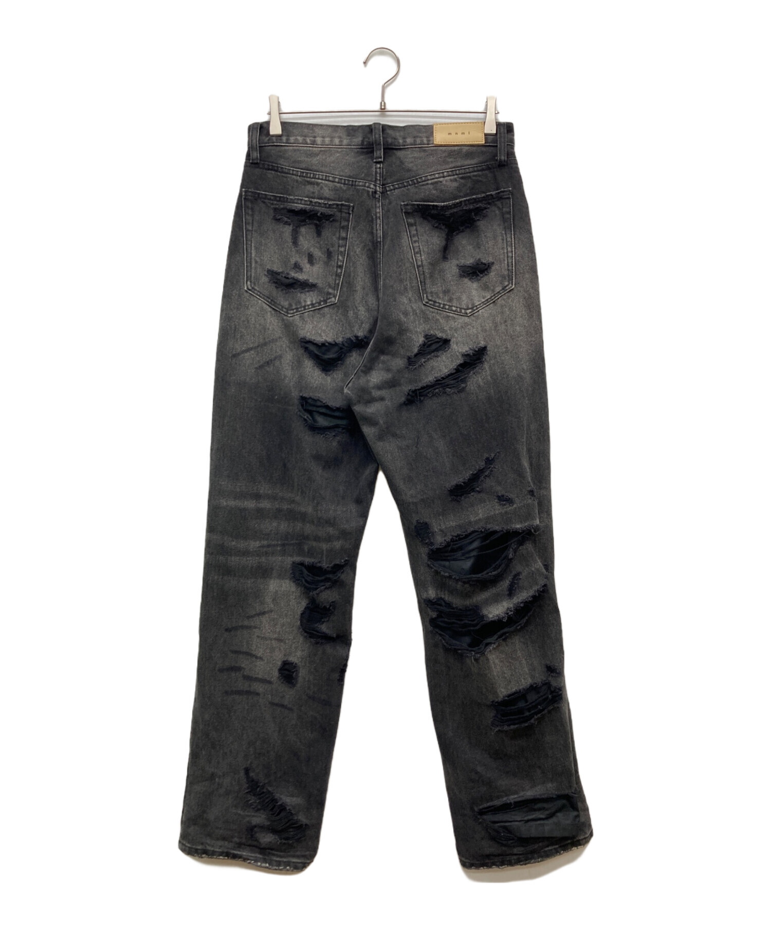 中古・古着通販】MNML (ミニマル) ダメージデニムパンツ ブラック