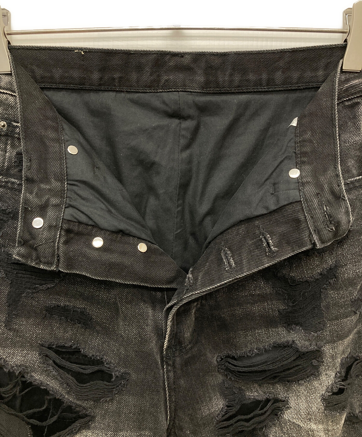 中古・古着通販】MNML (ミニマル) ダメージデニムパンツ ブラック