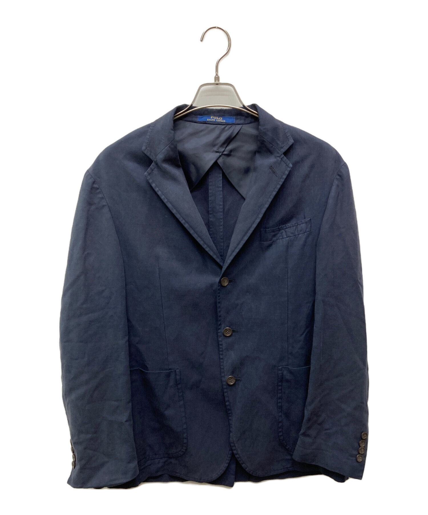 POLO by RALPH LAUREN ネイビーブレザー(古着) 中古・古着通販】POLO RALPH LAUREN (ポロ・ラルフローレン) リネン混