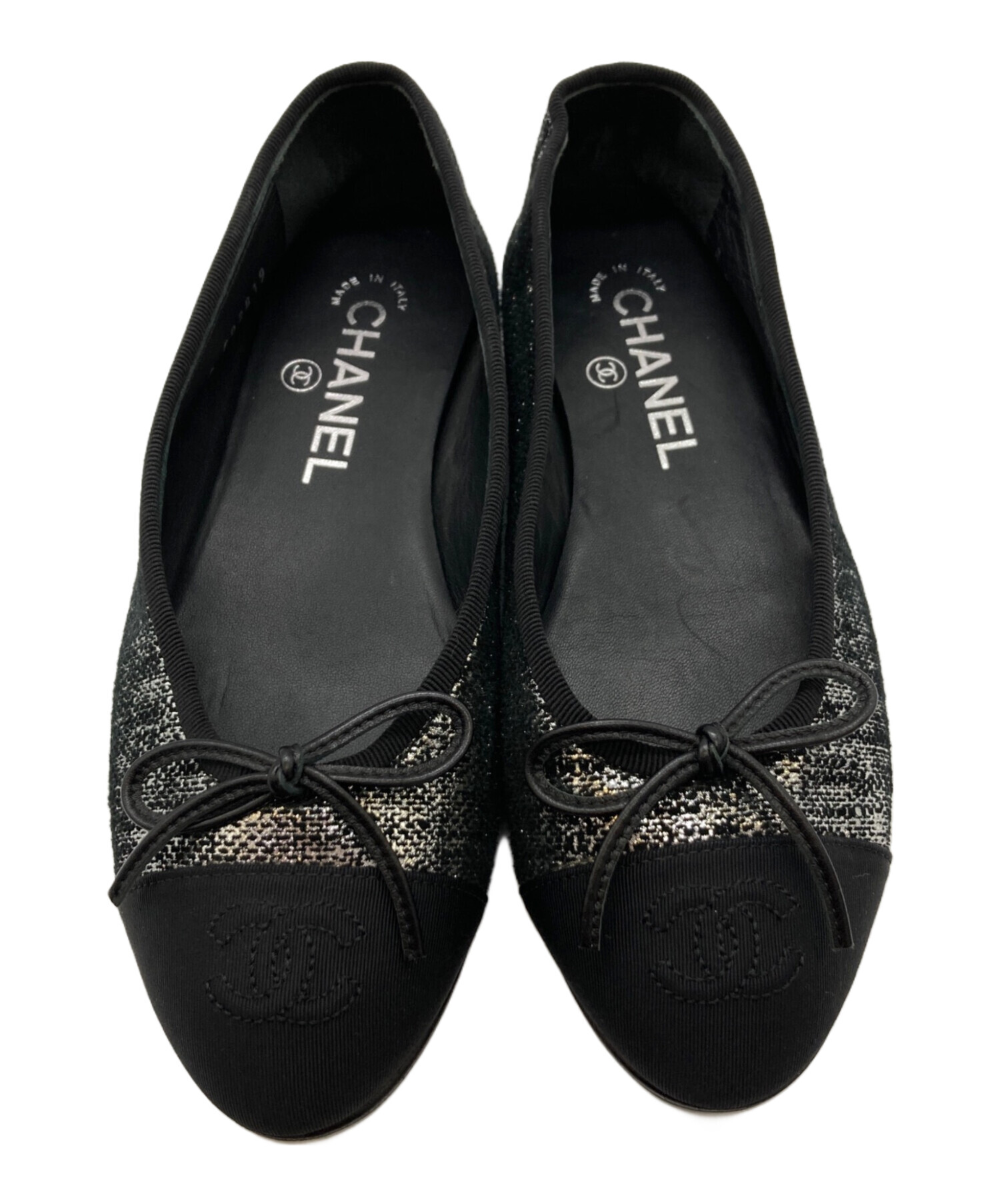 シャネル　バレリーナ　黒　37C 美品 中古・古着通販】CHANEL (シャネル) キャップトゥバレリーナシューズ