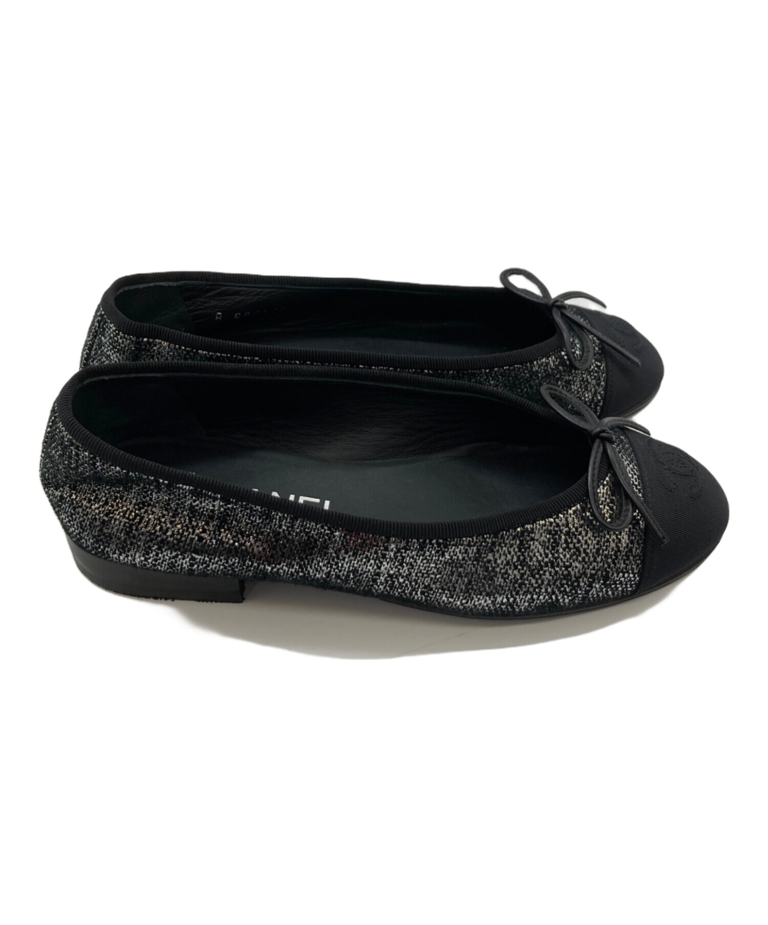 美品　CHANEL バレリーナ　35.5 黒 中古・古着通販】CHANEL (シャネル) キャップトゥバレリーナシューズ