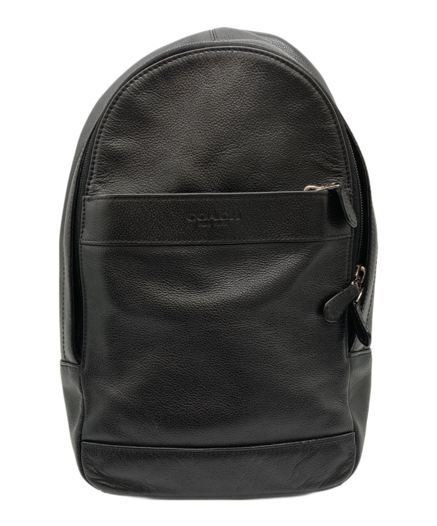 超美品　COACH ブラック ボディバッグ　F54770 中古・古着通販】COACH (コーチ) レザーウエストバッグ ブラック
