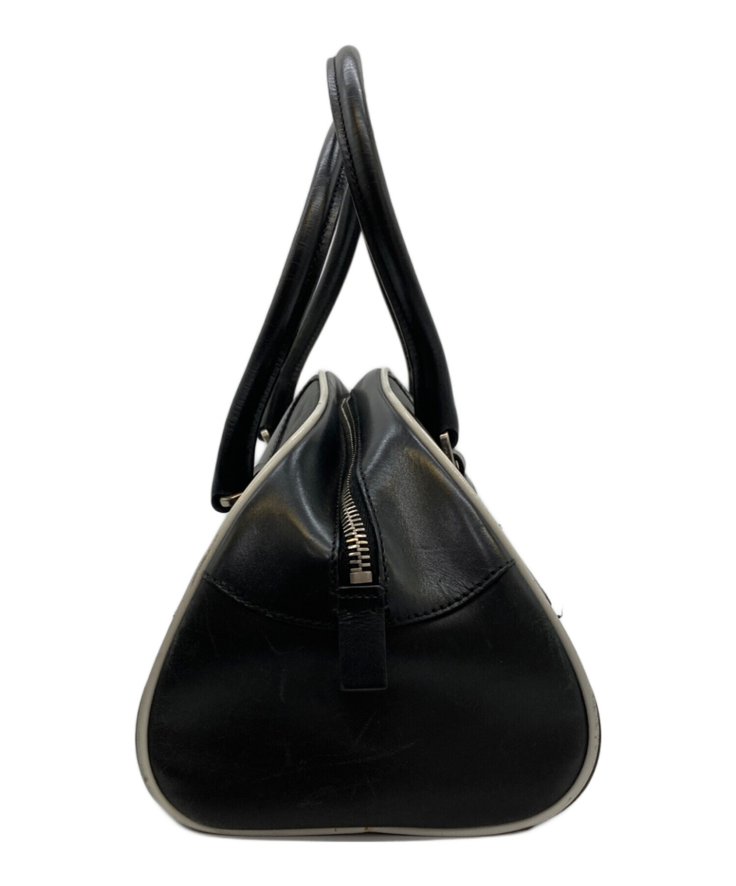 PRADA プラダ エナメル パテントレザー ハンドバッグ ボウリングバッグ 