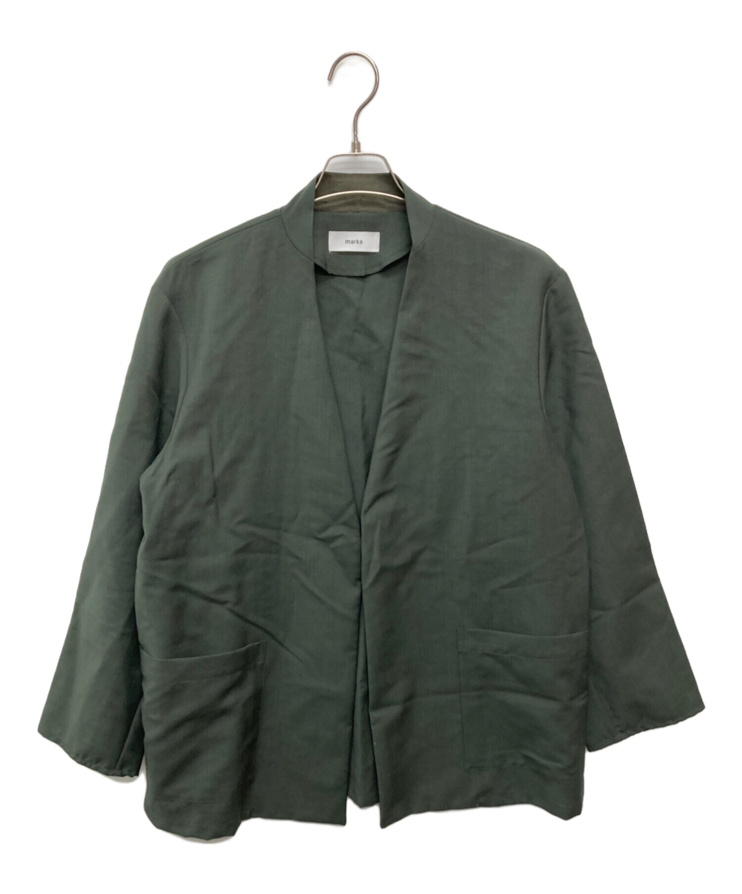 marka 20aw LAPELLESS SHIRT JACKET サイズ1 中古・古着通販】MARKA (マーカ) LAPELLESS SHIRT JACKET グリーン