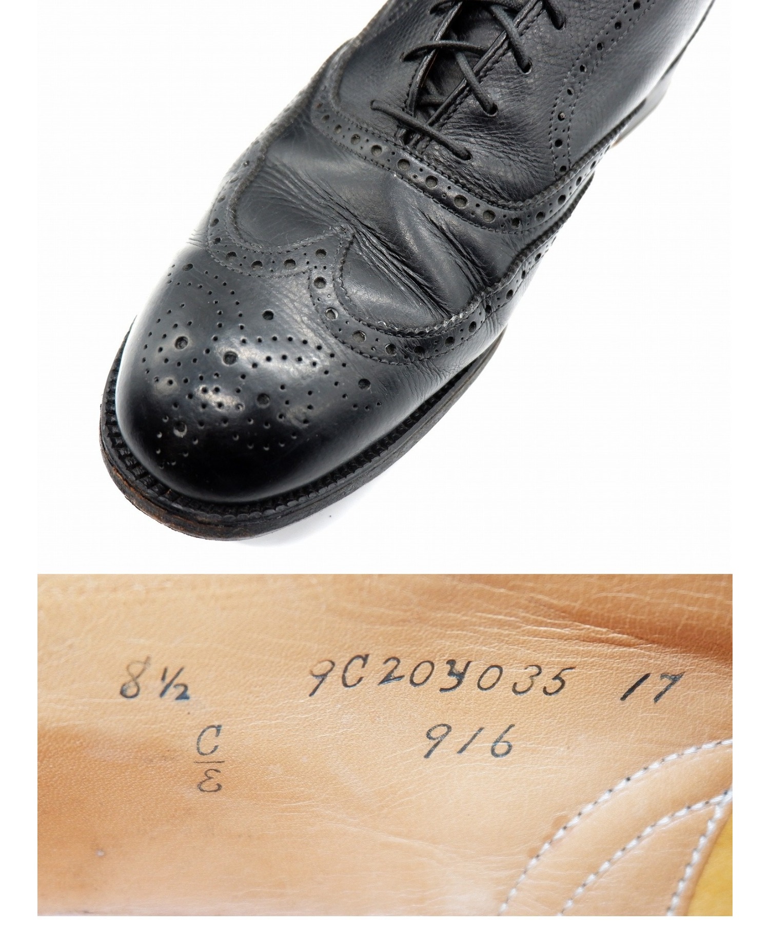 中古・古着通販】ALDEN (オールデン) ウイングチップシューズ ブラック