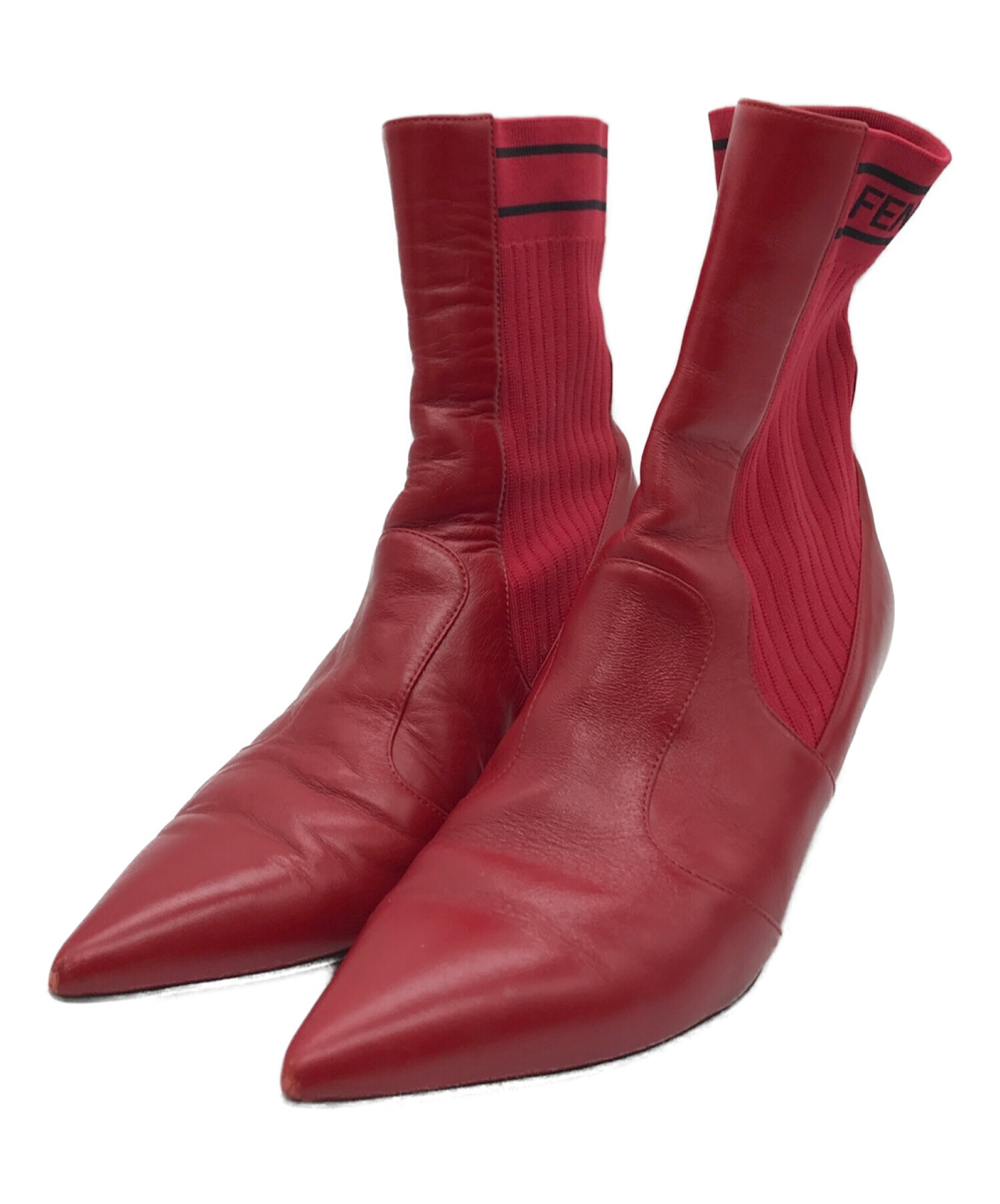 中古・古着通販】FENDI (フェンディ) ソックスブーツ レッド サイズ:37