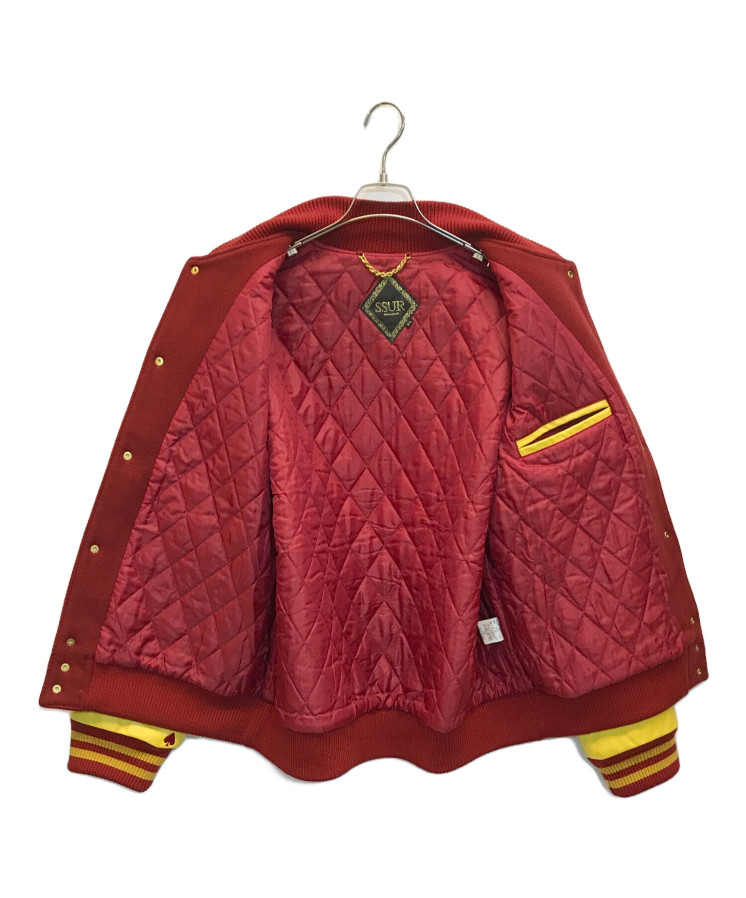 中古・古着通販】SSUR (サー) 袖レザー切替スタジャン レッド