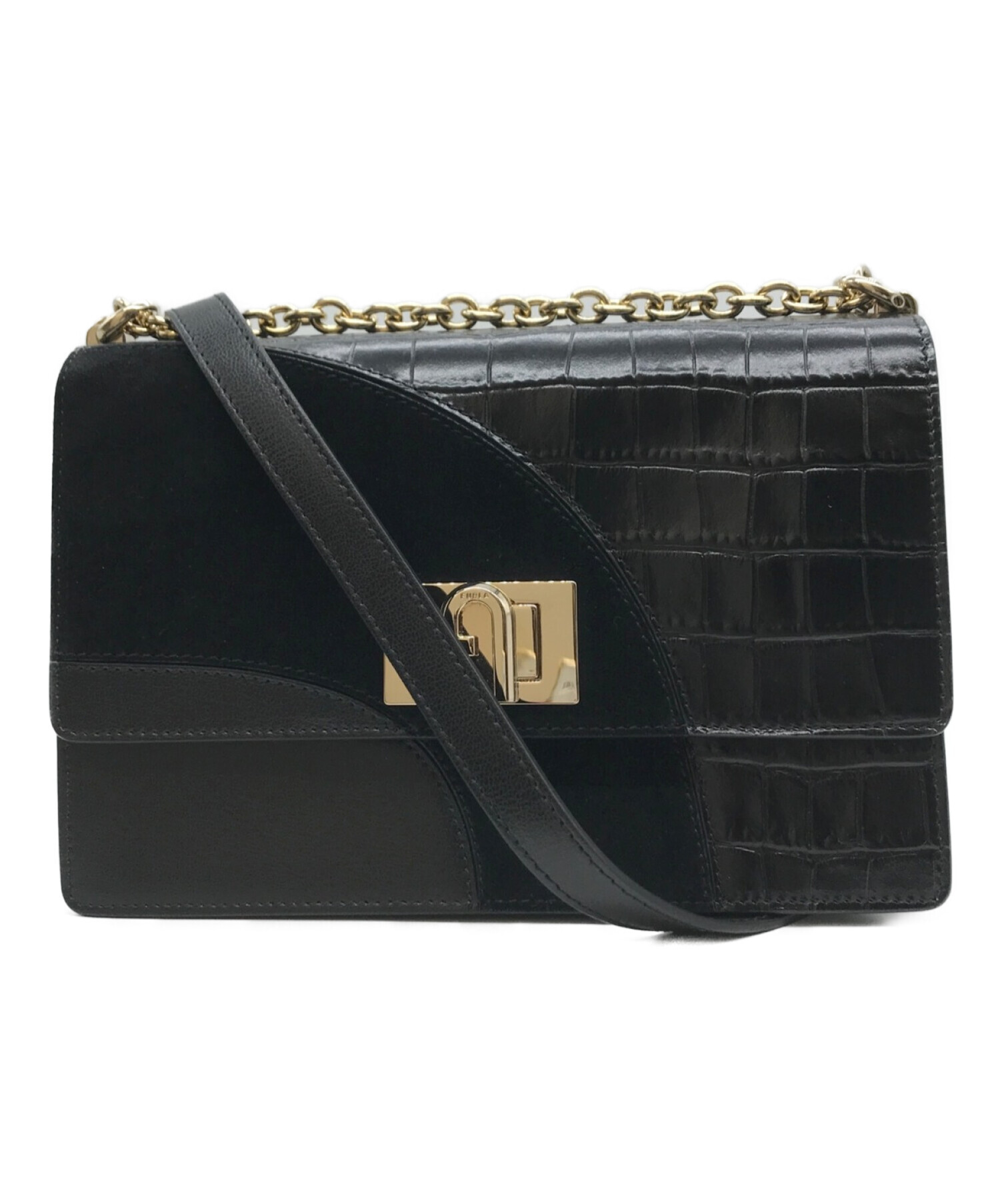 中古・古着通販】FURLA (フルラ) クロコエンボス レザー クロスボディ 
