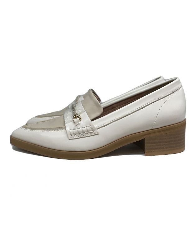 ecru ⁄ beige ⁄ black】Trois Heel Loafers