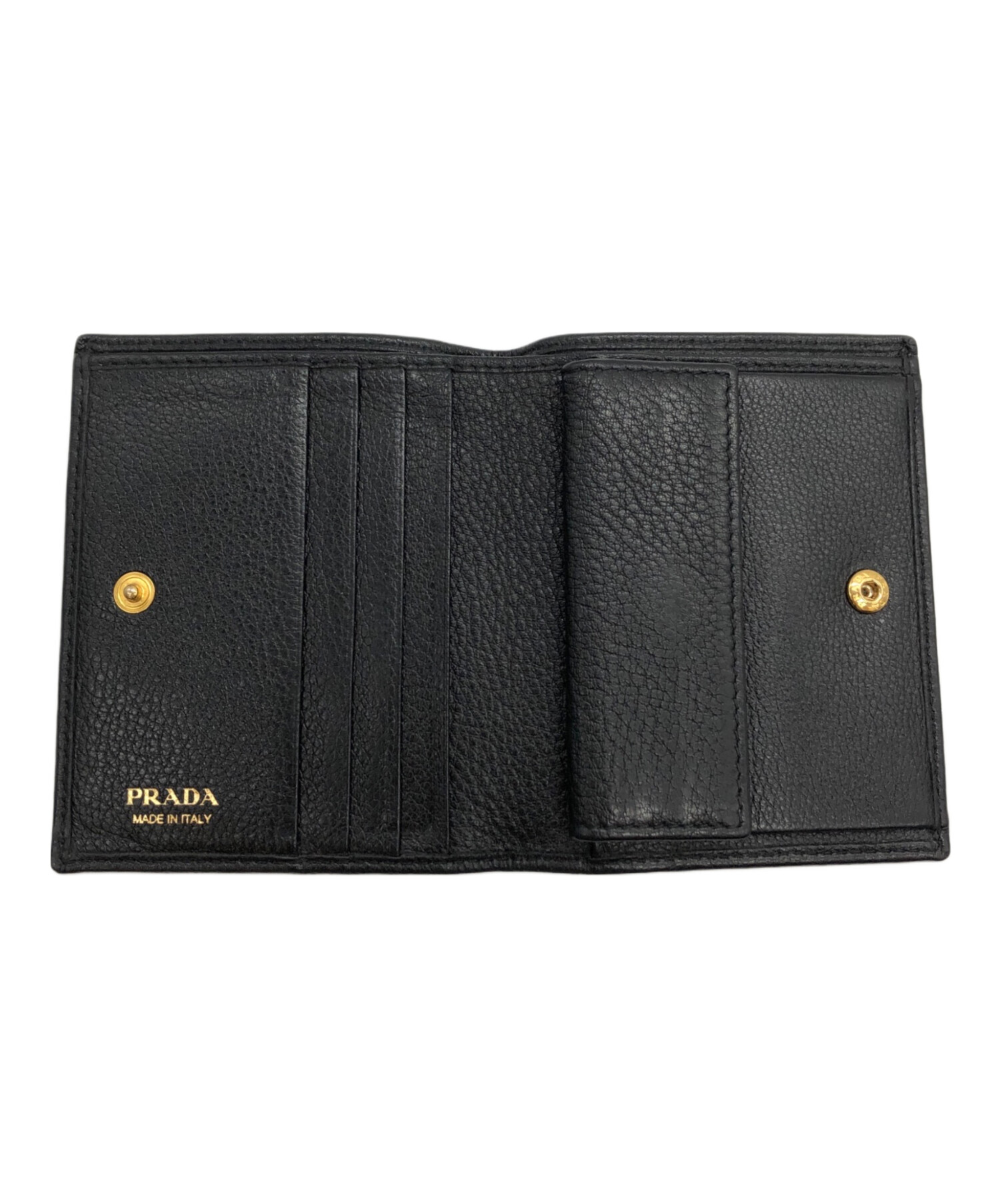 中古・古着通販】PRADA (プラダ) グレインレザーコンパクトウォレット