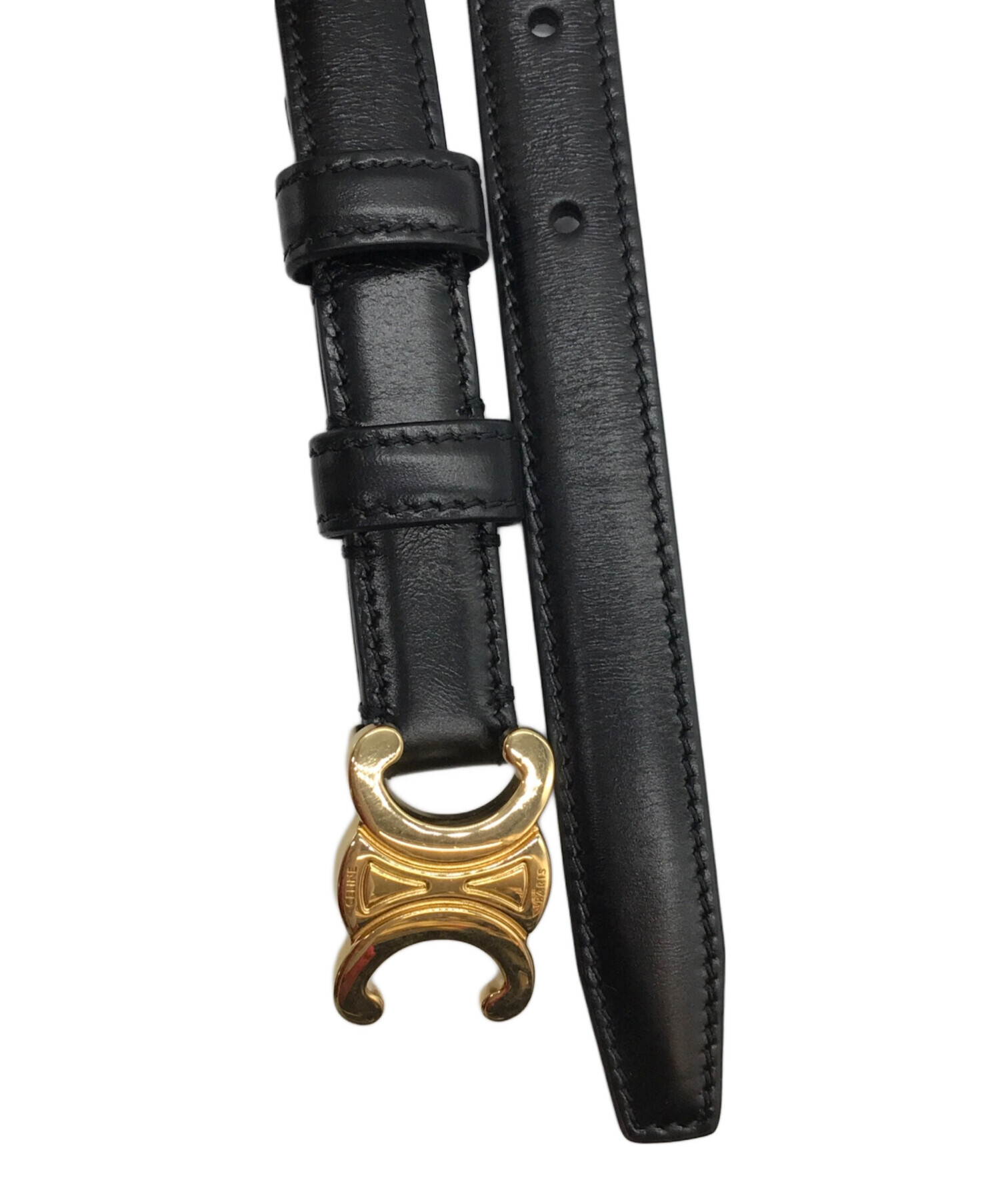 中古・古着通販】CELINE (セリーヌ) トリオンフ レザーベルト ブラック