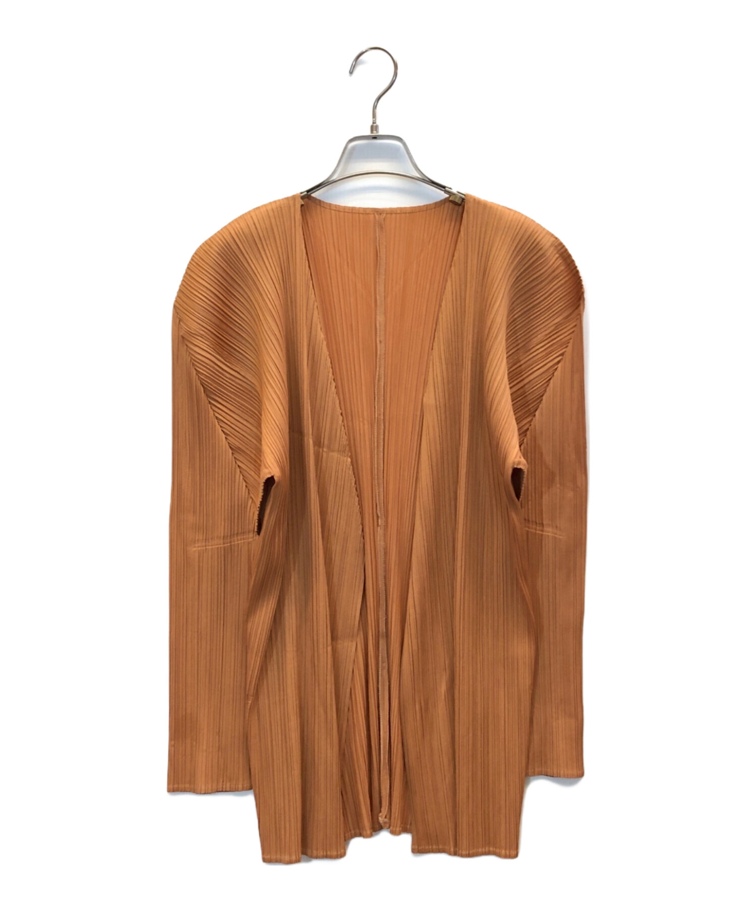 ISSEY MIYAKE オレンジ プリーツ　カーディガン　サイズ２ 中古・古着通販】ISSEY MIYAKE (イッセイミヤケ) プリーツカーディガン