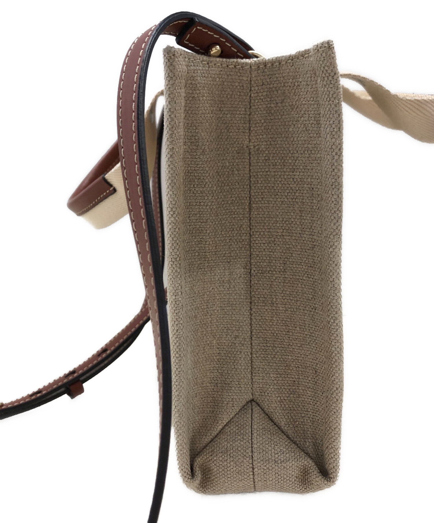 Chloe クロエ リネン製WOODYスモールトートバッグ ブラウン リネン製Woodyスモールトートバッグ White - Brown - Chloé