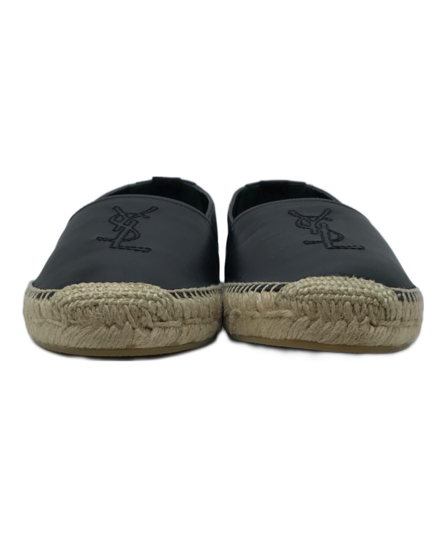 SAINT LAURENT エスパドリーユ 黒 トリビュート ウェッジ エスパドリーユ（スムースレザー） ブラック