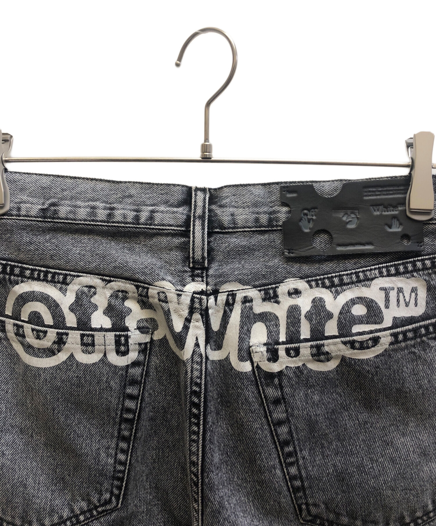 中古・古着通販】OFFWHITE (オフホワイト) Slim Flare Jeans ブラック 