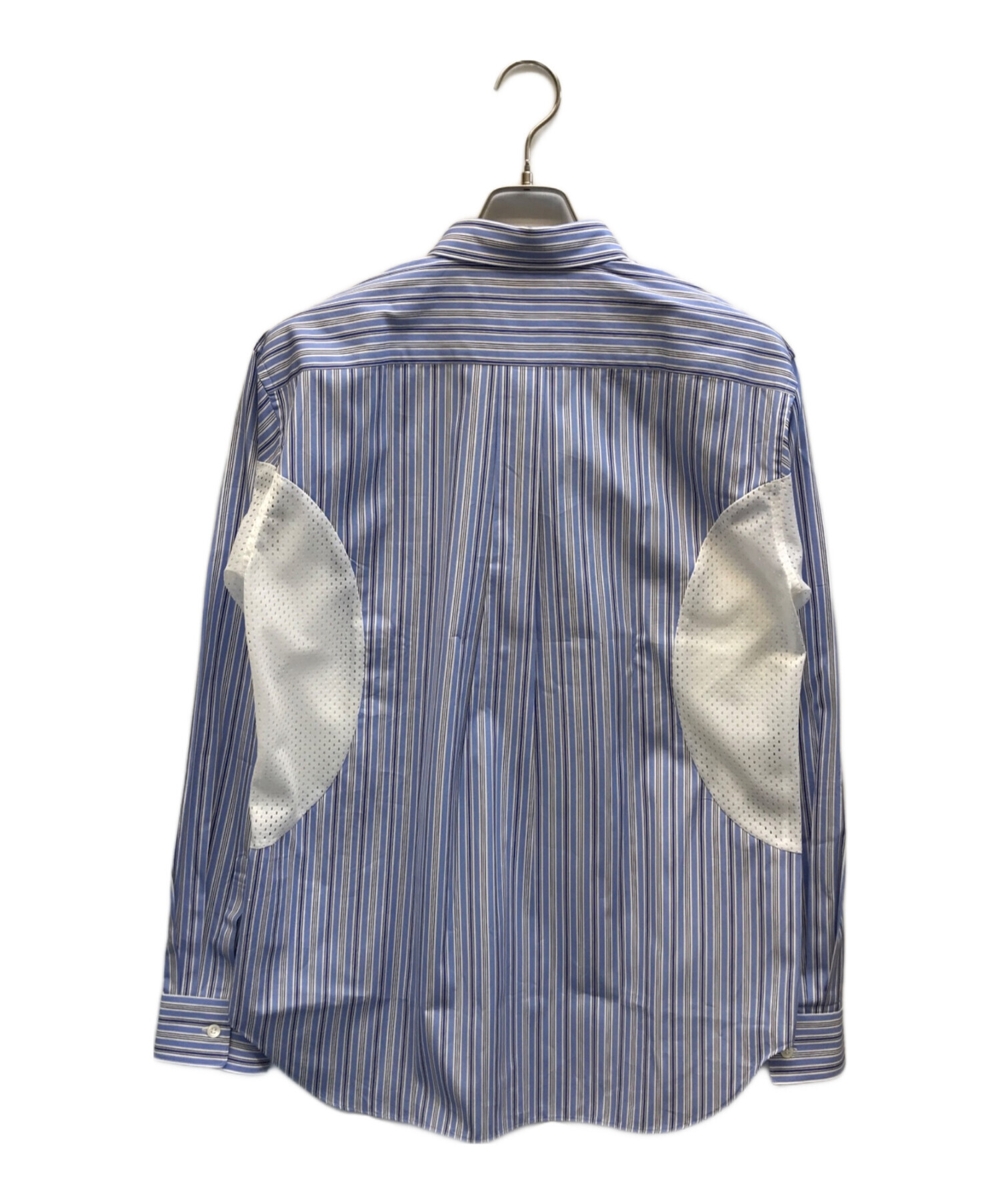 コムデギャルソンオムドゥ 長袖シャツ ストライプ 切替 ドッキング ブルー L 中古・古着通販】COMME des GARCONS HOMME DEUX (コムデギャルソン