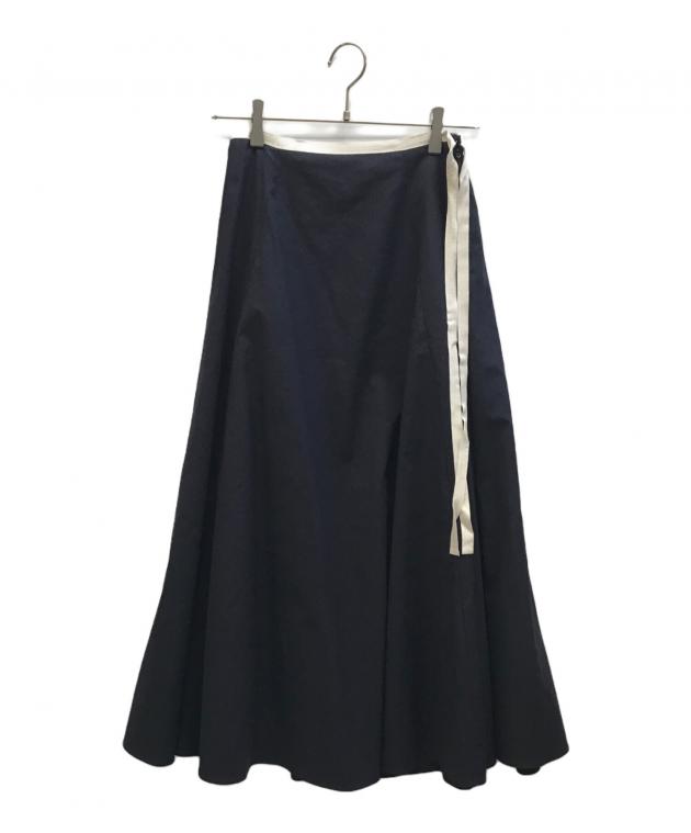 IENA (イエナ) バイカラーリボンフレアスカート ネイビー サイズ:38