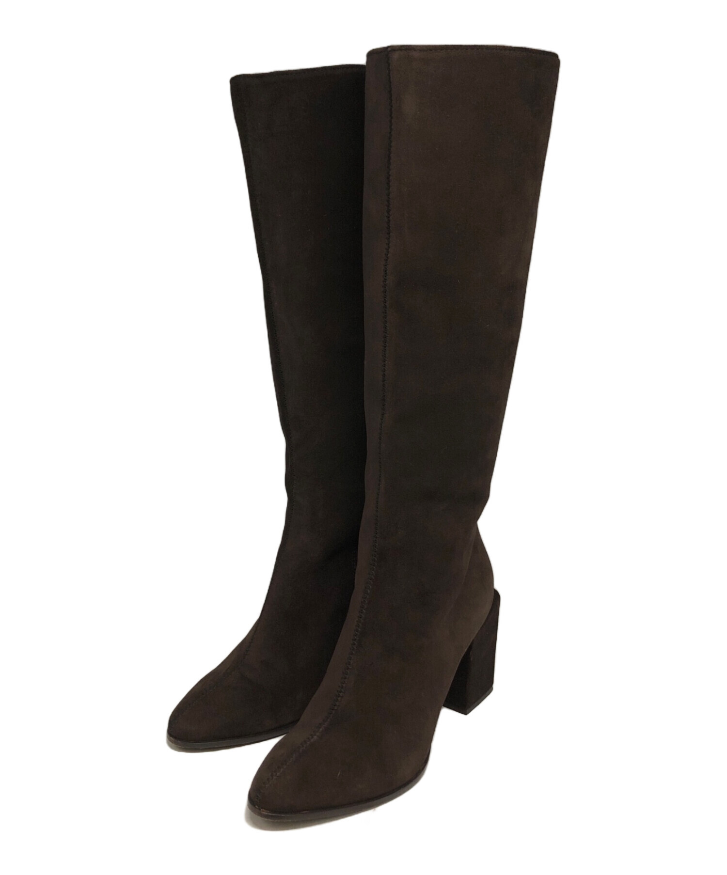 Max Mara マックスマーラ レザー ロングブーツ ブラウン 36 23cm 中古・古着通販】MaxMara (マックスマーラ) ロングブーツ ブラウン