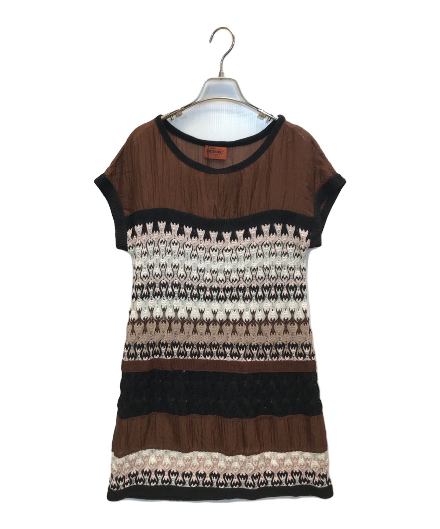MISSONI ミッソーニ  総柄 半袖ニットセーター/ 42 MISSONI ミッソーニ 総柄 半袖ニットセーター/ 42 【公式通販】