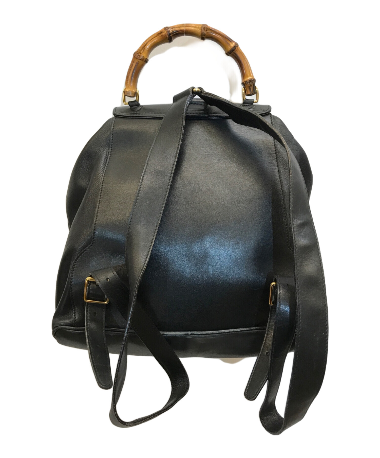 中古・古着通販】GUCCI (グッチ) バンブーレザーバックパック ブラック 