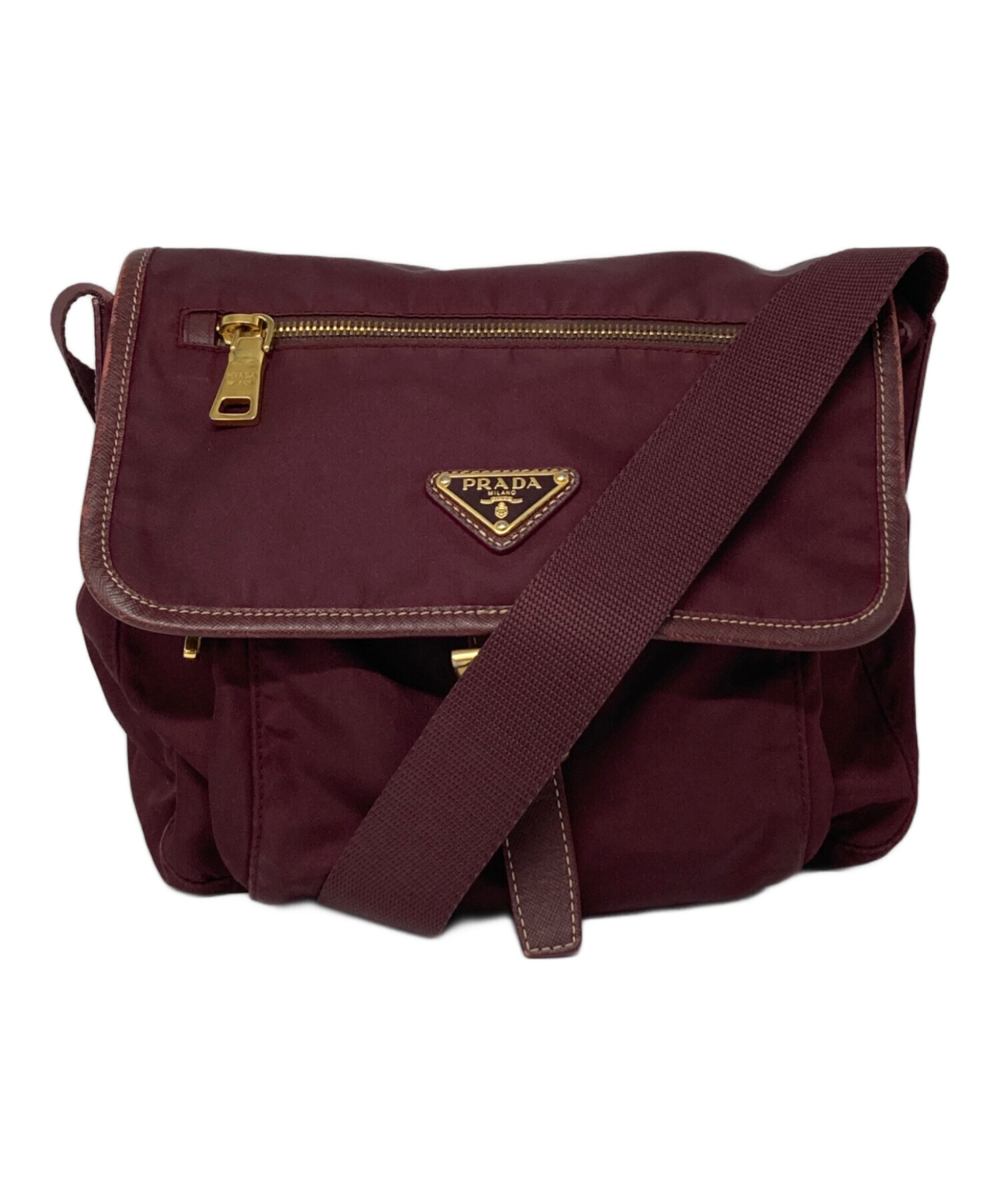 中古・古着通販】PRADA (プラダ) ナイロンショルダーバッグ レッド