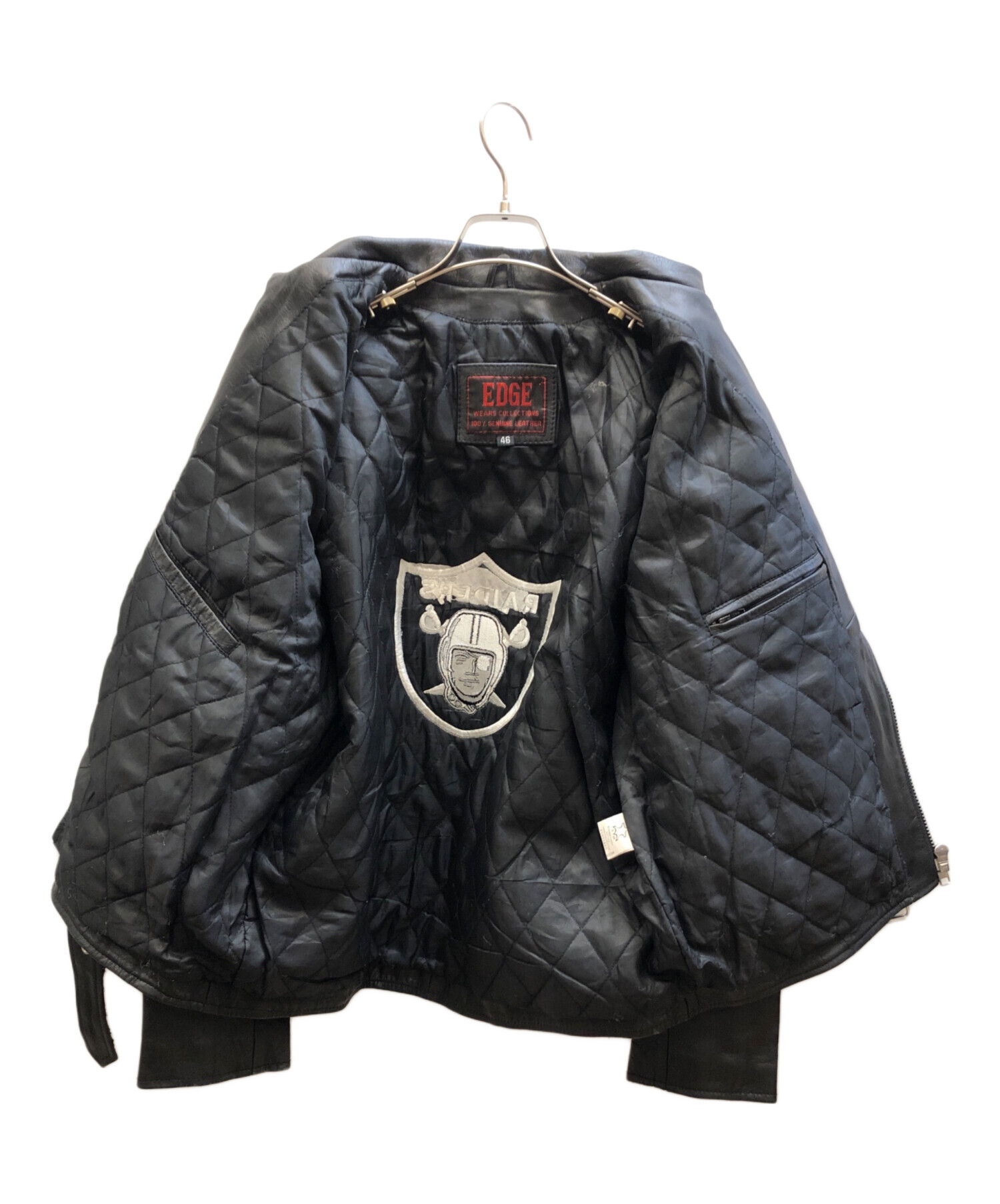 中古・古着通販】EDGE (エッジ) ダブルライダースジャケット ブラック