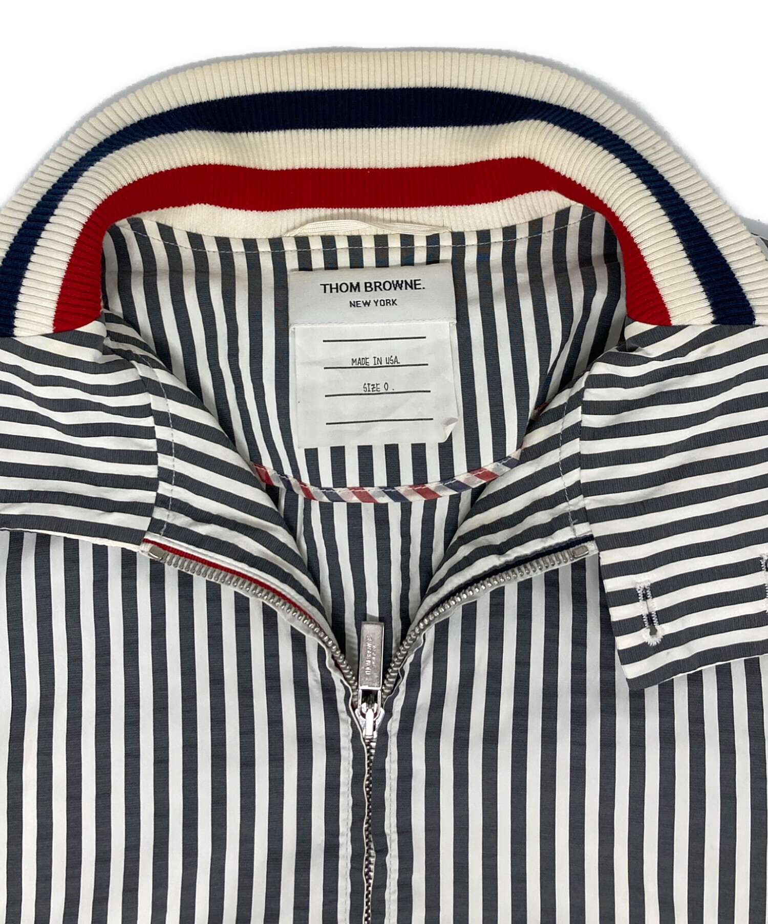 ブラウン ストライプ ナイロンジャケット 中古・古着通販】Thom Browne (トムブラウン) ストライプジャケット