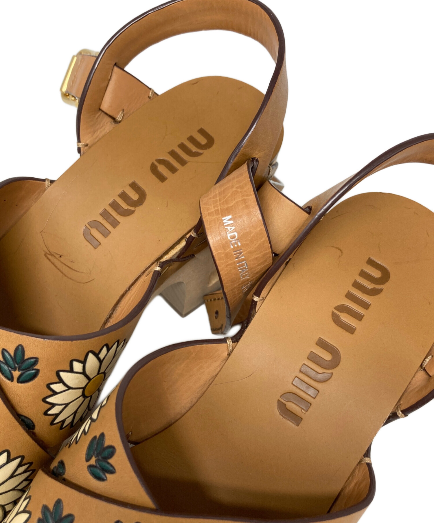中古・古着通販】MIU MIU (ミュウミュウ) ウッドサンダル ブラウン 