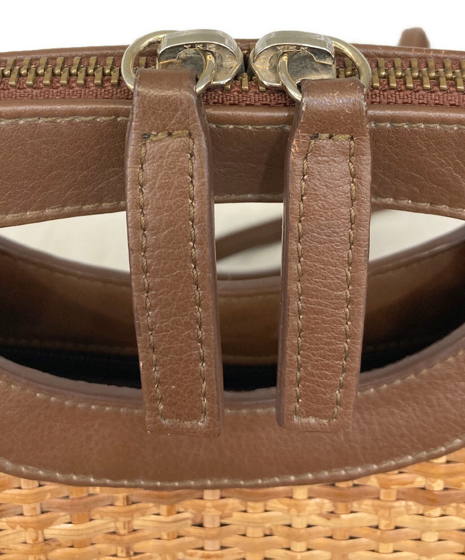 中古・古着通販】PELLICO (ペリーコ) レザーラフィアかごバッグ