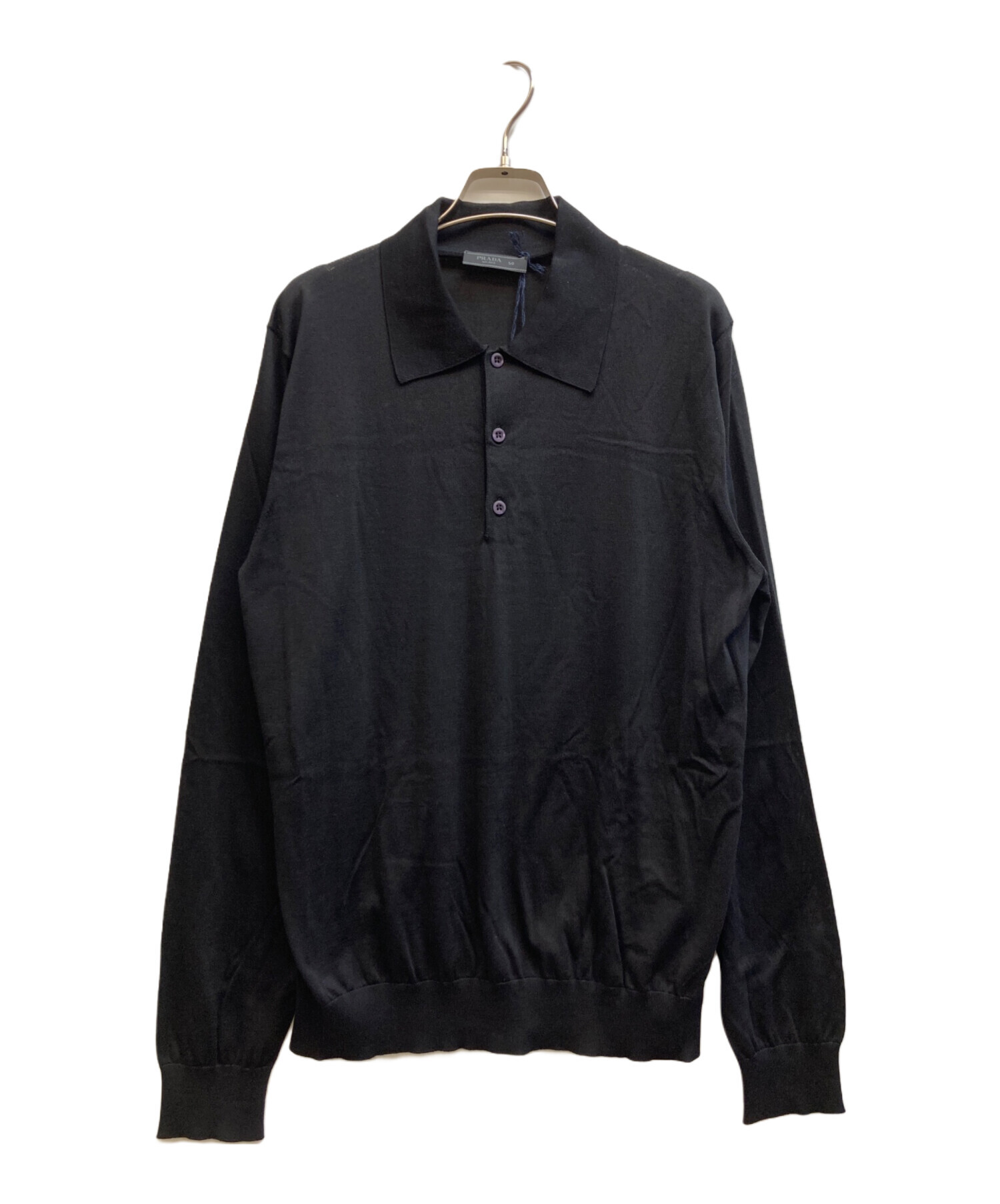 PRADA.希少価値XL ブラック ポロシャツ 中古・古着通販】PRADA (プラダ) トライアングルロゴポロシャツ