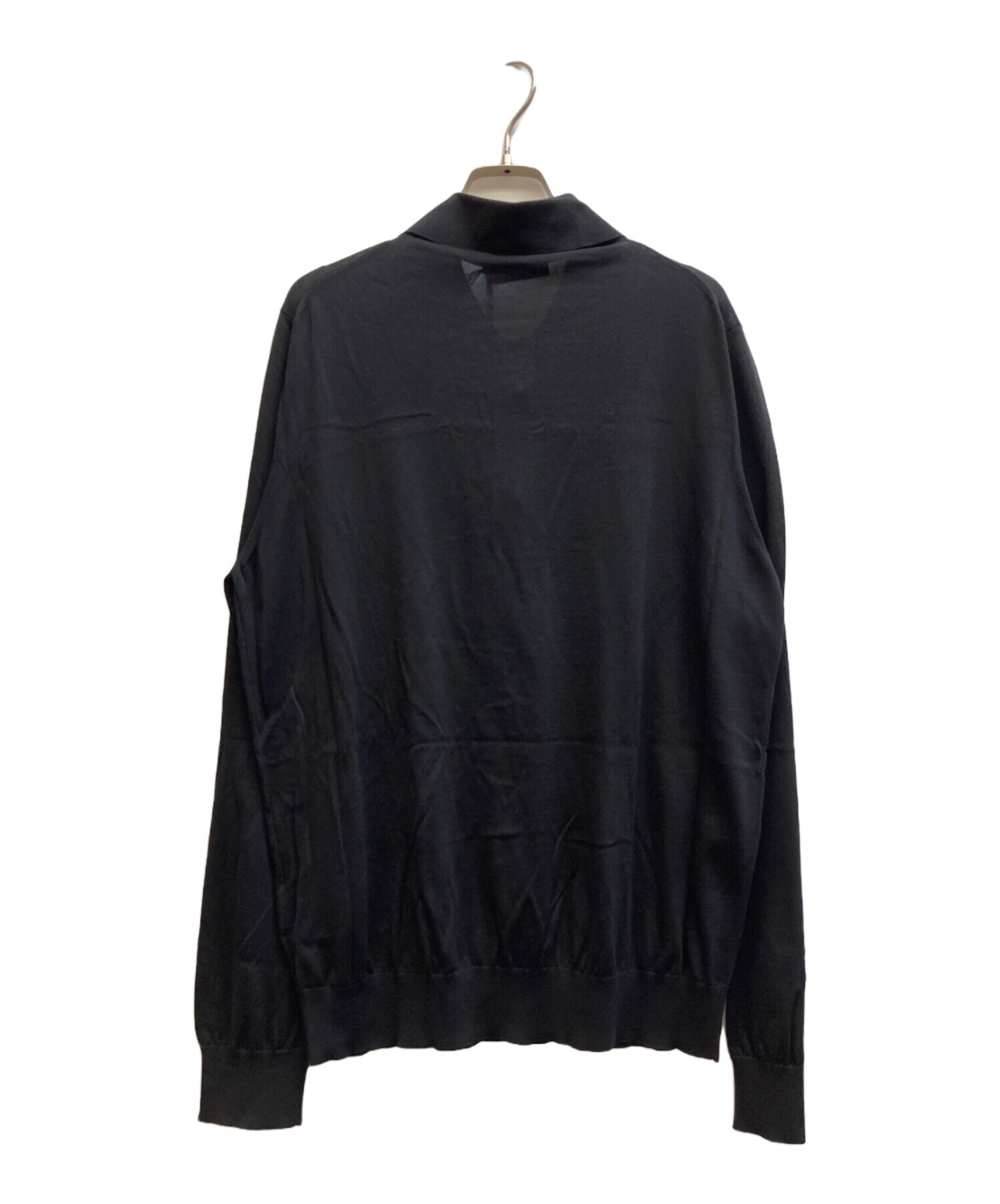 中古・古着通販】PRADA (プラダ) シルク混ニットポロシャツ ブラック