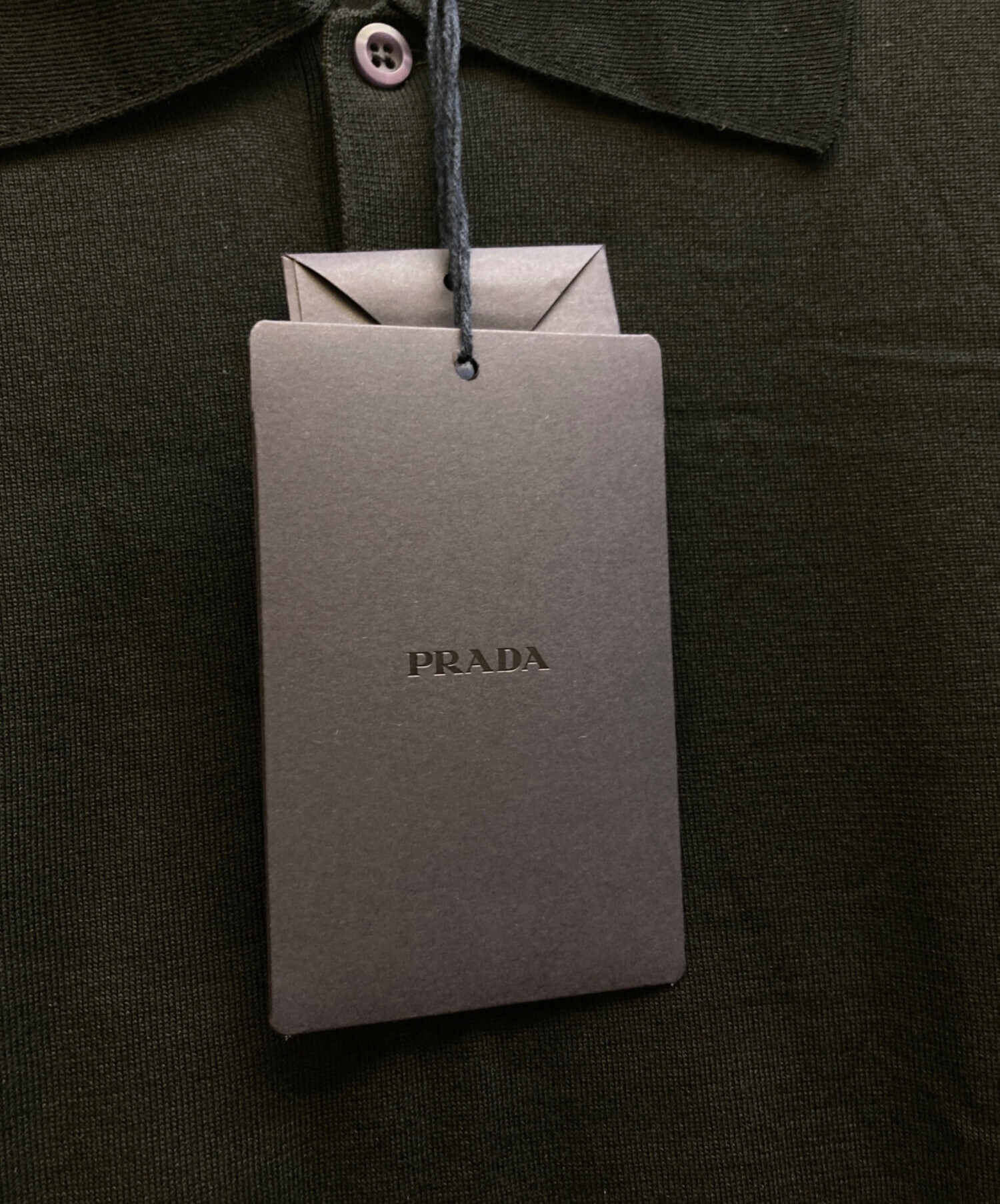 中古・古着通販】PRADA (プラダ) シルク混ニットポロシャツ ブラック