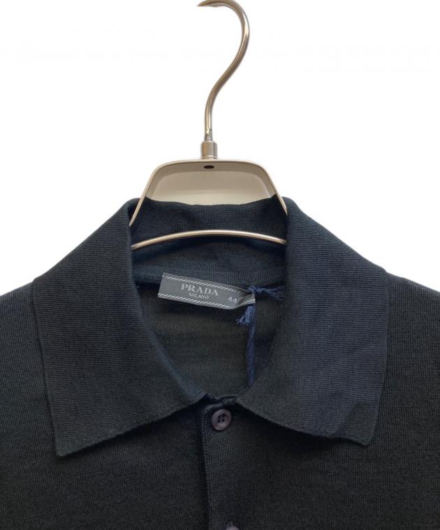 中古・古着通販】PRADA (プラダ) シルク混ニットポロシャツ ブラック
