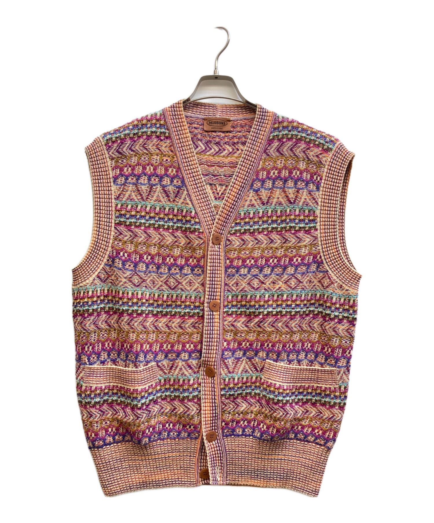 中古・古着通販】missoni (ミッソーニ) 総柄リネン混ベスト パープル 