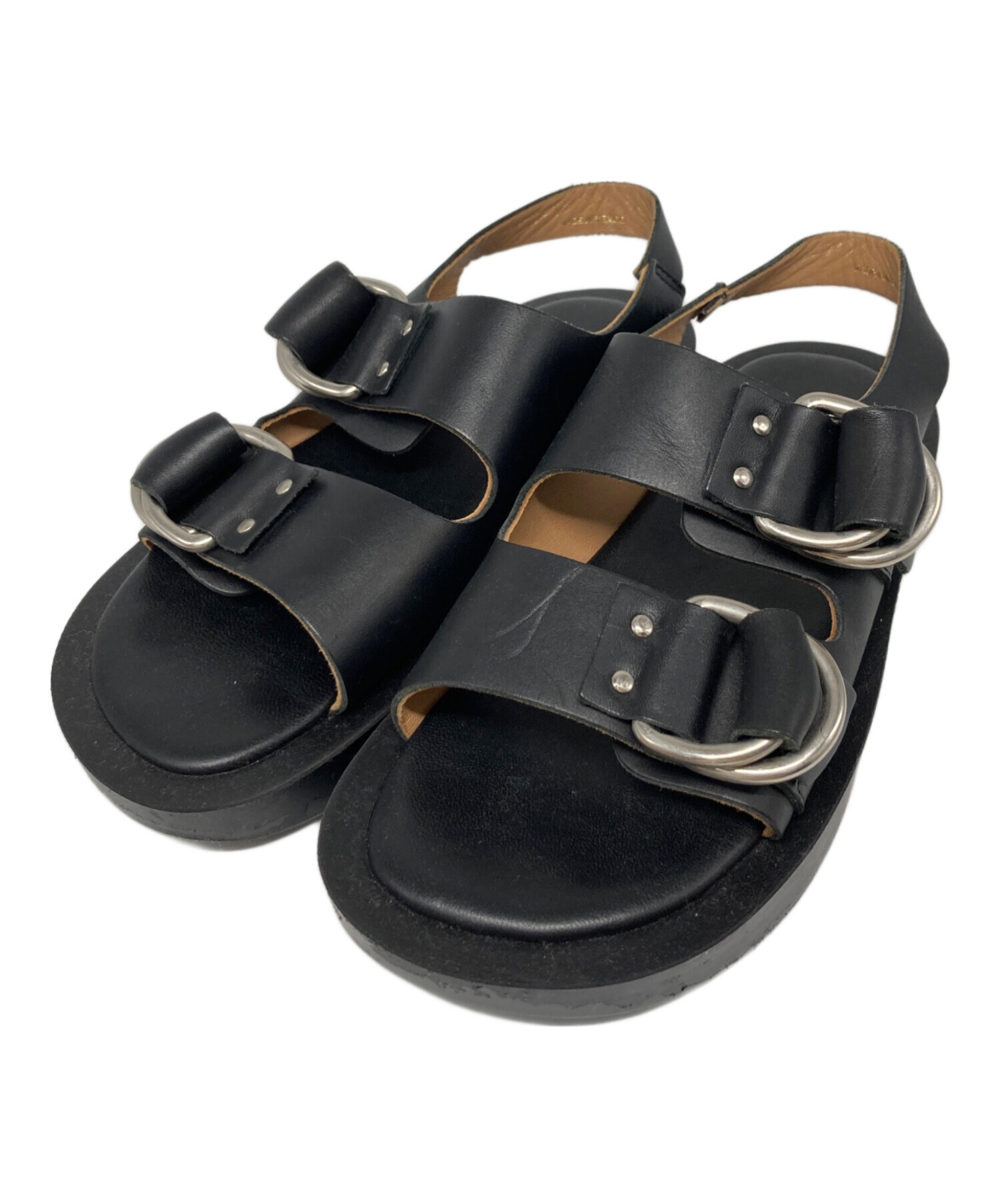 CAMINANDO レザー ダブルリング プラットフォーム サンダル カミナンド