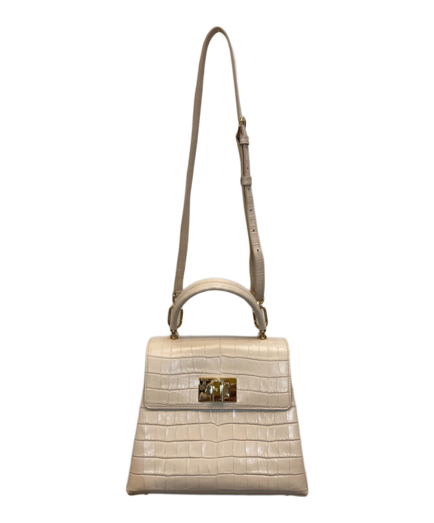中古・古着通販】FURLA (フルラ) 型押しショルダーバッグ ピンク 