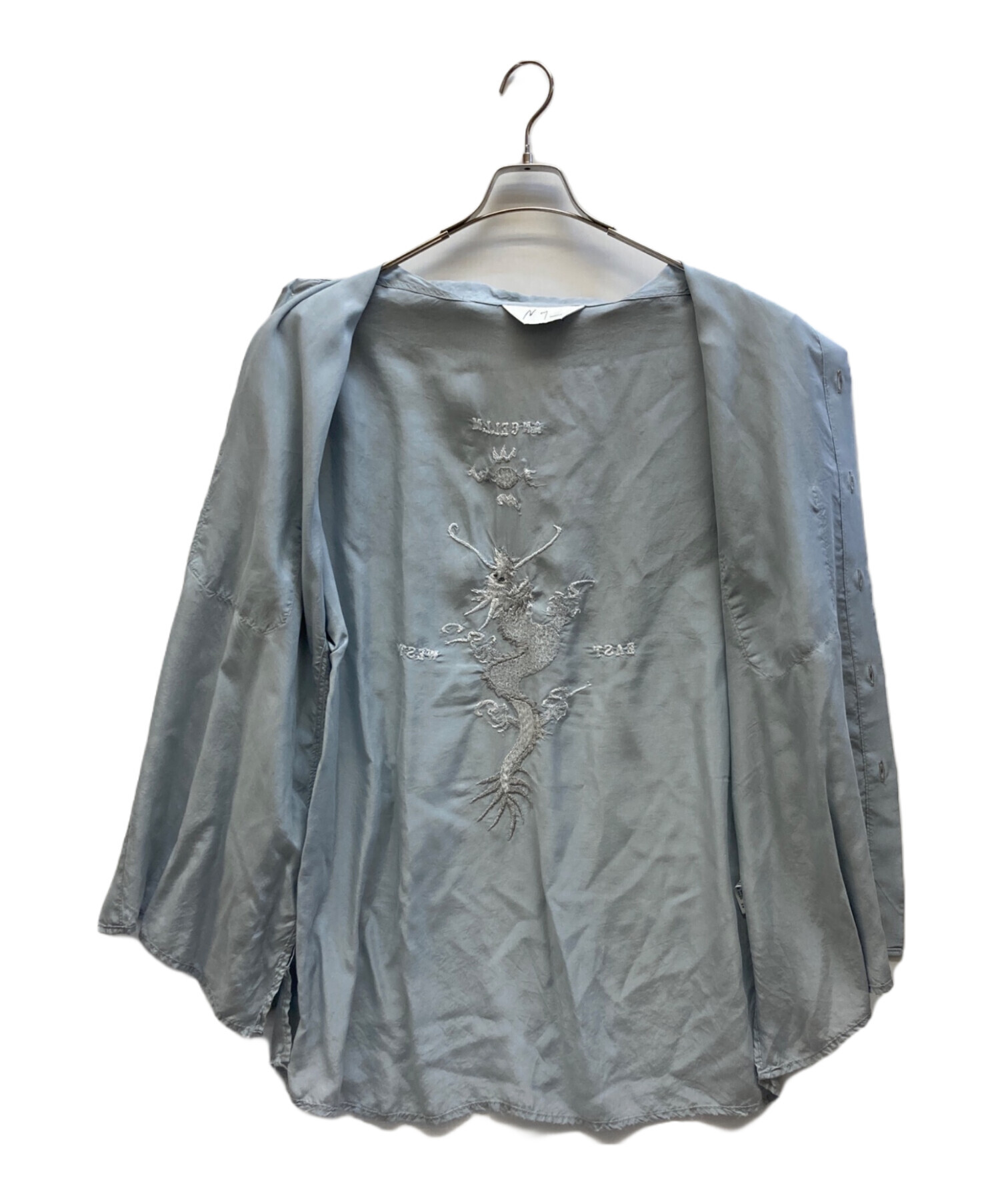 中古・古着通販】ANCELLM (アンセルム) AGING EMBROIDERY SHIRT ブルー