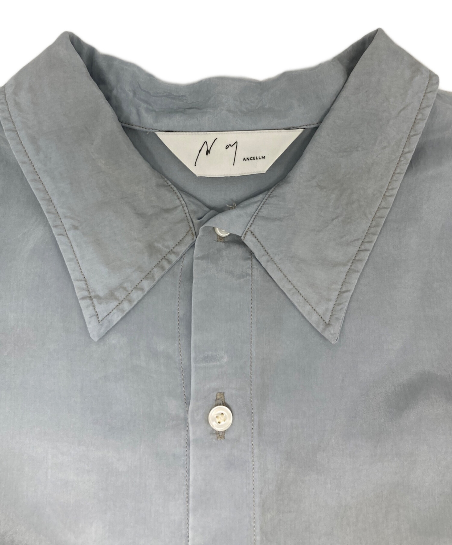 中古・古着通販】ANCELLM (アンセルム) AGING EMBROIDERY SHIRT ブルー