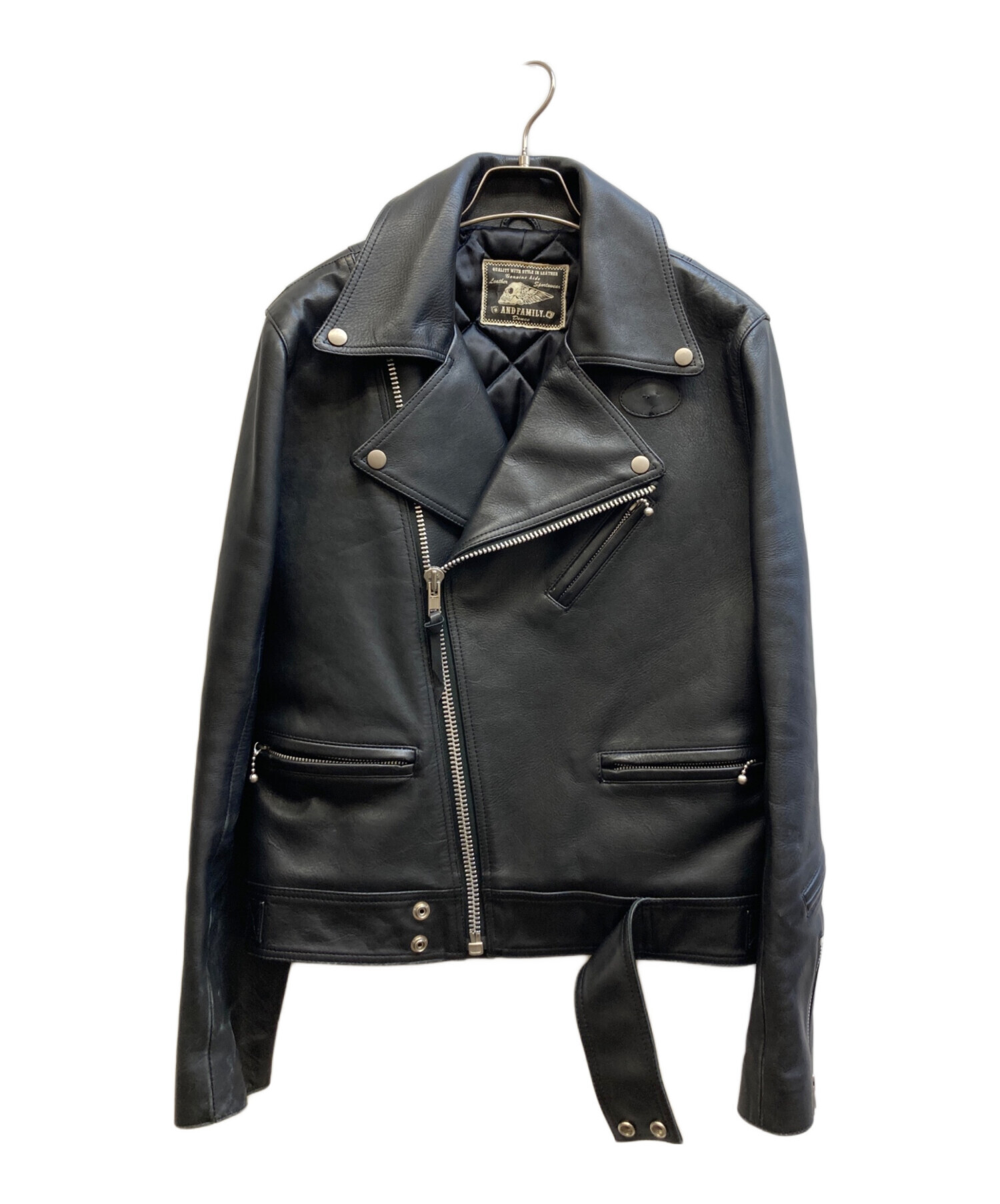 美品ブラック ダブルライダースジャケット ブラック ダブルライダースジャケット