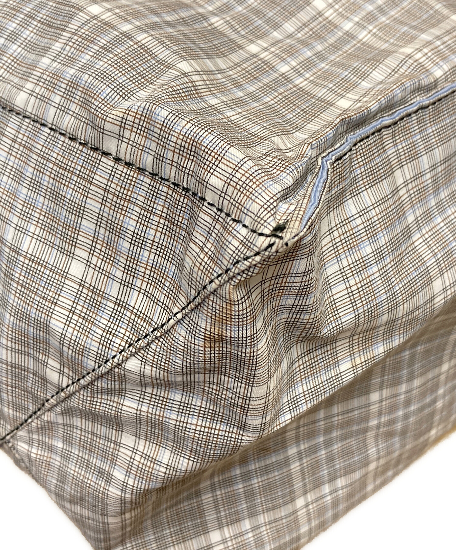 中古・古着通販】PRADA (プラダ) ナイロンチェックトートバッグ グレー