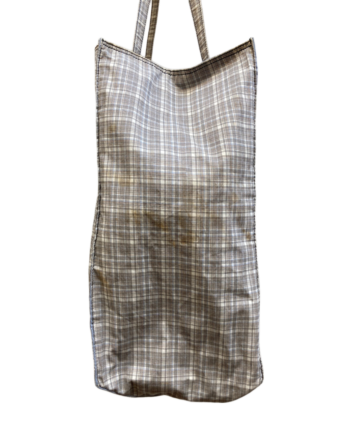 中古・古着通販】PRADA (プラダ) ナイロンチェックトートバッグ グレー